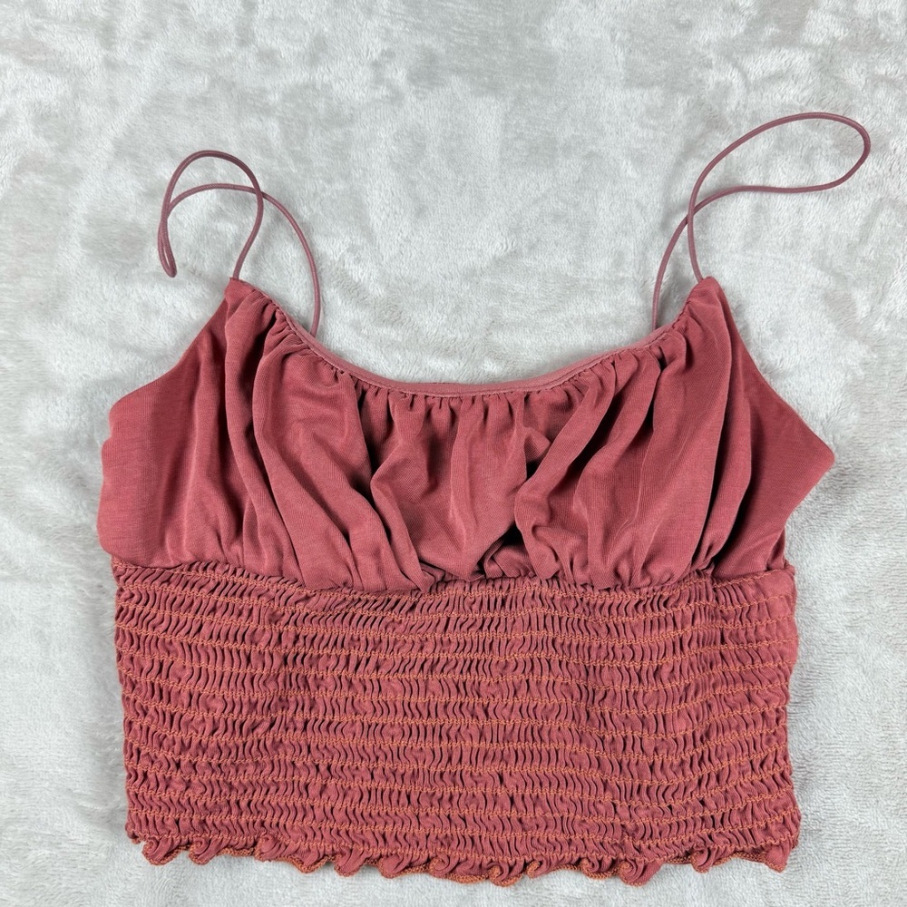 Urban Outfitters Smocked Crop Top | Dusty Rose | Small Petite XS Cottagecore